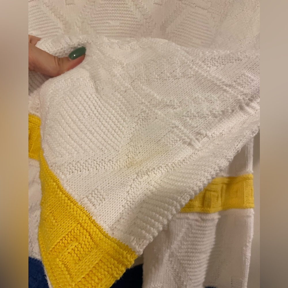 Woodwards Classic Cotton Blue and Yellow Striped Sweater - Picture 6 of 9